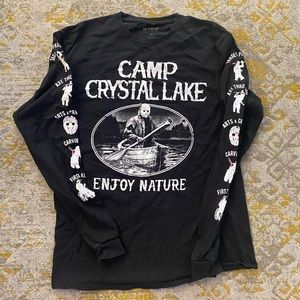 Friday the 13th long sleeve shirt.  Camp Crystal Lake with Jason in canoe Med